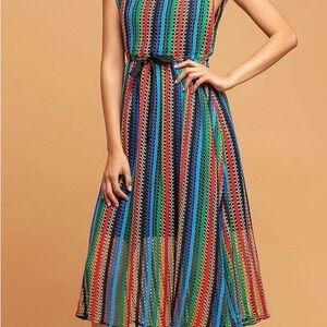 Eva Franco, Anthropology Colorful Striped Midi Dress